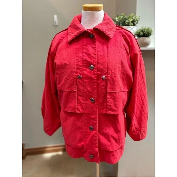 Gallery Vintage 80s S oversized tomato red jacket iconic large shoulder pads for - Picture 1 of 6